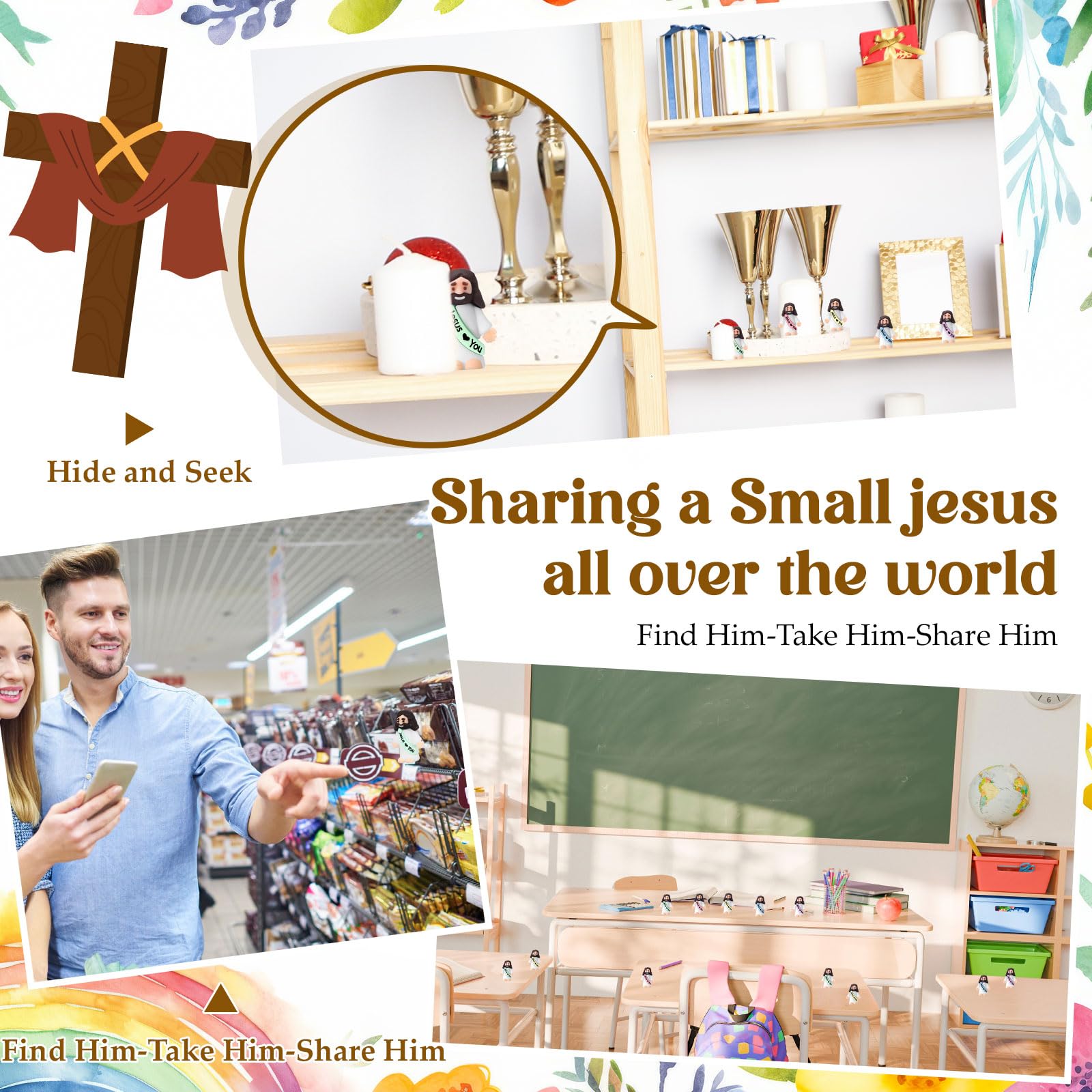 Bememo 25 Mini Glow-in-the-Dark Jesus Figures for Religious Party Favors and Sunday School