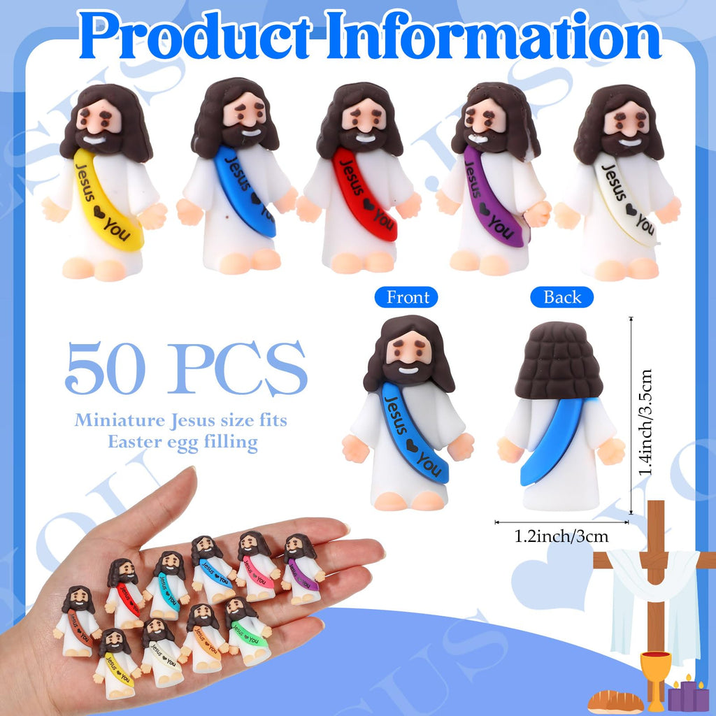 Bememo 50 Mini Jesus Figures – Rubber Easter Toys for Religious Parties