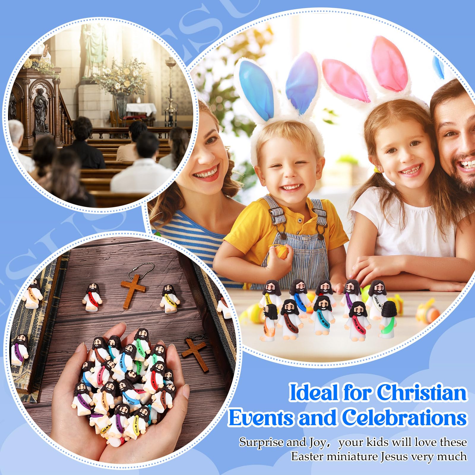 Bememo 50 Mini Jesus Figures – Rubber Easter Toys for Religious Parties