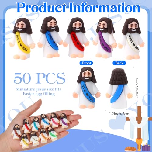 Bememo 50 Mini Jesus Figures – Rubber Easter Toys for Religious Parties