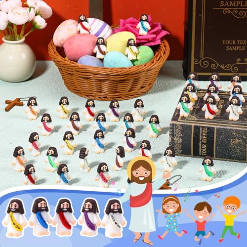 Bememo 50 Mini Jesus Figures – Rubber Easter Toys for Religious Parties