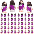 Bememo 50-Pack Mini Jesus Figures for Hide and Seek, Easter Egg Stuffers, Sunday School Gifts (Purple)