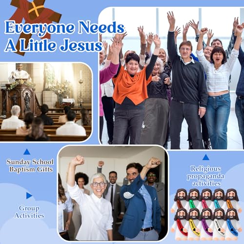 Bememo 50-Pack Mini Rubber Jesus Figurines for Hide and Seek, Party Favors, Easter Eggs, Sunday School Crafts