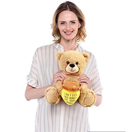 BenBen 10-Inch Teddy Bear with Honey Pot – Soft Plush Toy for Birthdays, Valentine's & Anniversaries