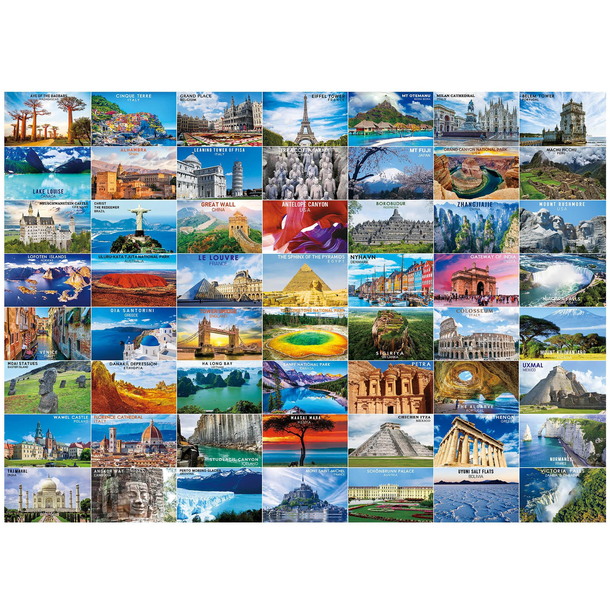 BenBen 1000-Piece Jigsaw: 56 World Landmarks – Travel Poster Puzzle