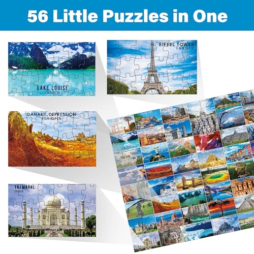 BenBen 1000-Piece Jigsaw: 56 World Landmarks – Travel Poster Puzzle