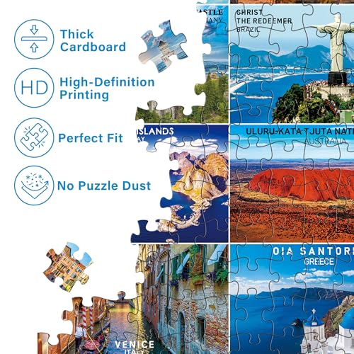 BenBen 1000-Piece Jigsaw: 56 World Landmarks – Travel Poster Puzzle