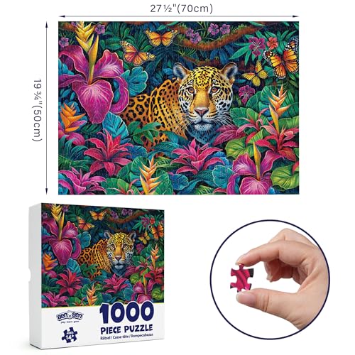 BenBen 1000 Piece Jungle Leopard Puzzle – Premium Quality Jigsaw for Adults