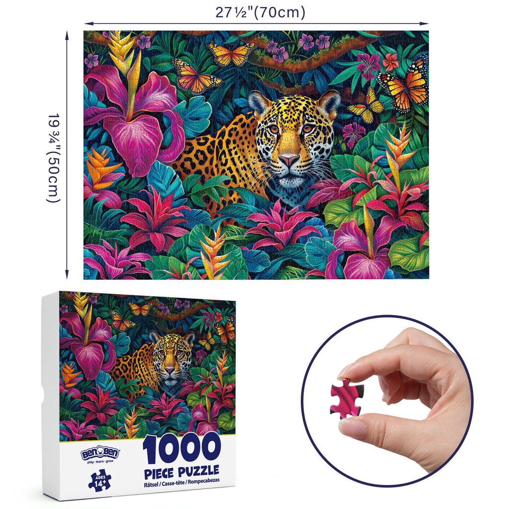 BenBen 1000 Piece Jungle Leopard Puzzle – Premium Quality Jigsaw for Adults