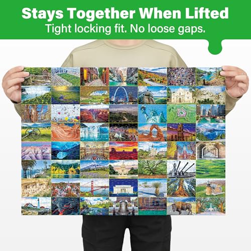 BenBen 1000-Piece USA Landmarks Puzzle – 56 National Parks & Iconic Sites with Pattern Hints on Back