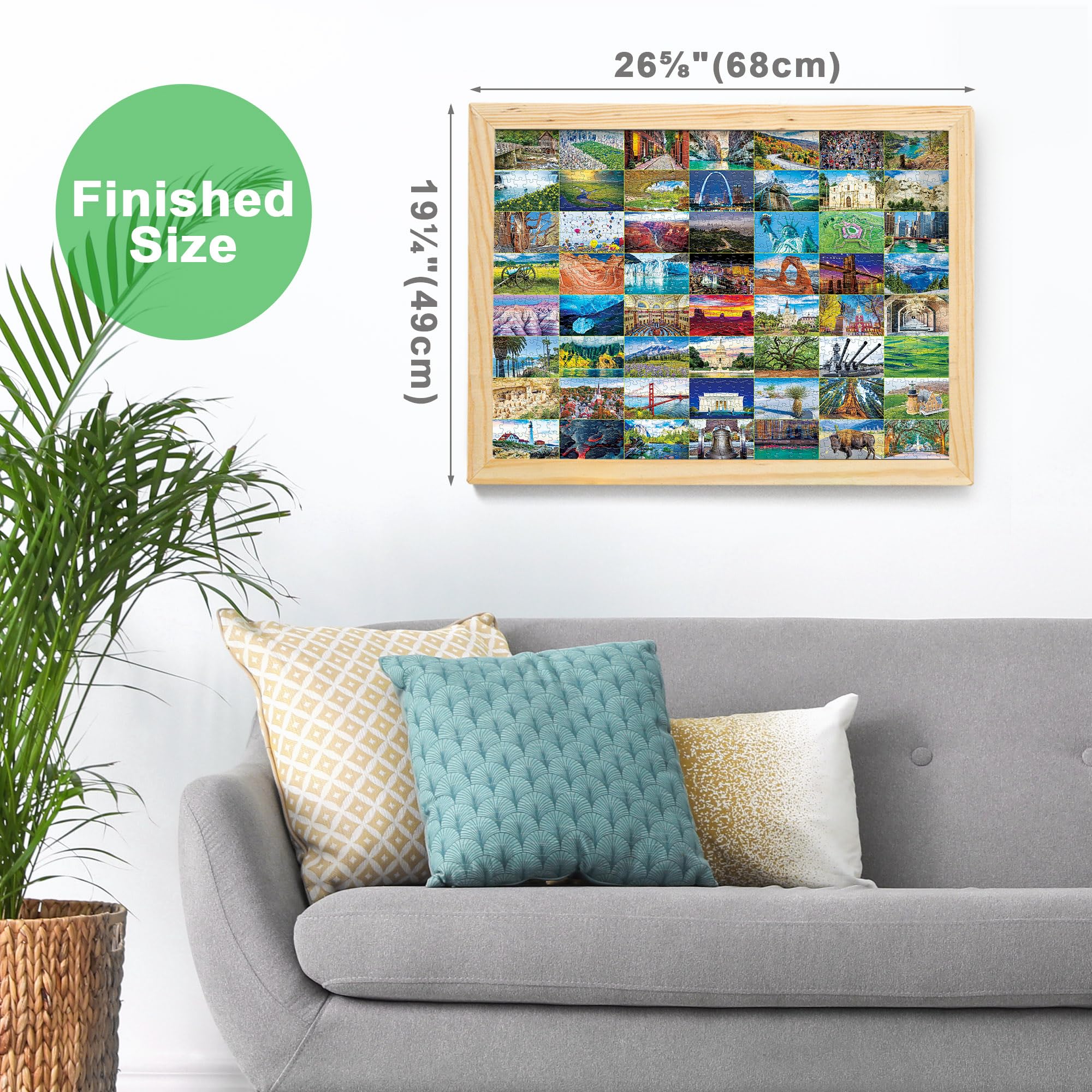 BenBen 1000-Piece USA Landmarks Puzzle – 56 National Parks & Iconic Sites with Pattern Hints on Back