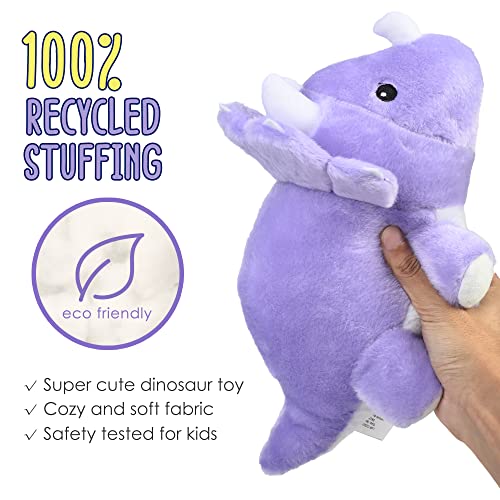 BenBen 13-Inch Purple Triceratops Plush – Soft Dinosaur Stuffed Toy for Kids