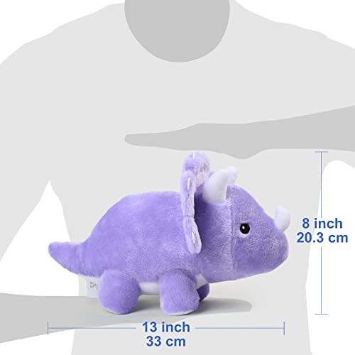 BenBen 13-Inch Purple Triceratops Plush – Soft Dinosaur Stuffed Toy for Kids