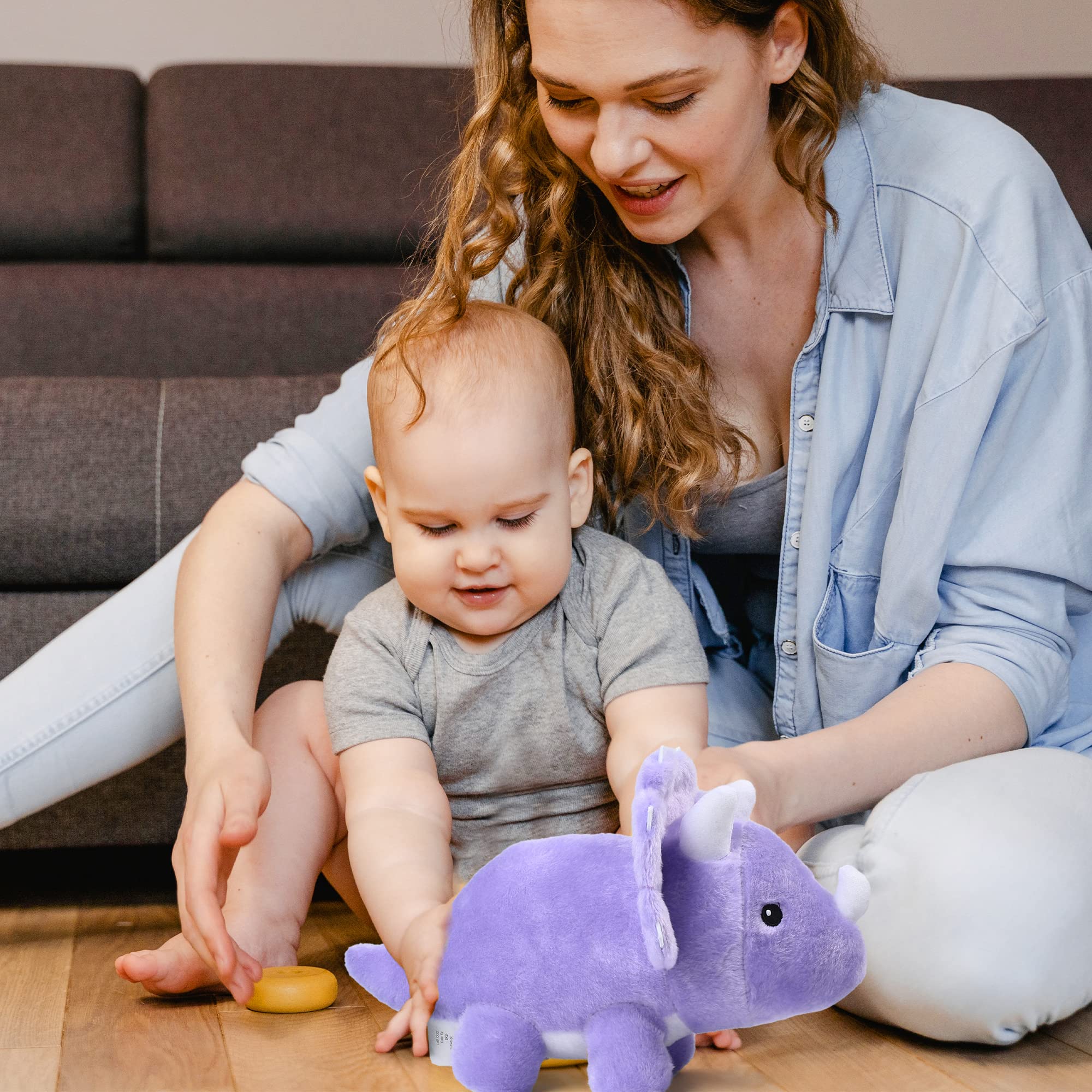 BenBen 13-Inch Purple Triceratops Plush – Soft Dinosaur Stuffed Toy for Kids
