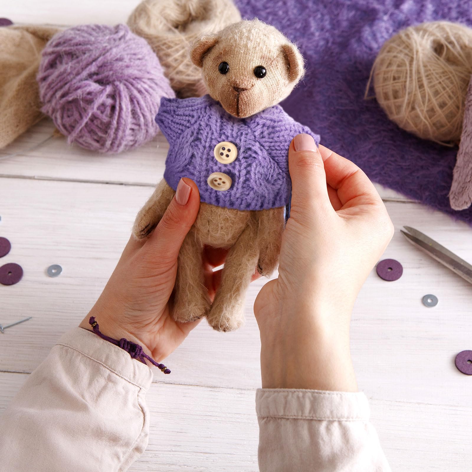 Bencailor 10 Pieces Small Doll Clothes Set - 3.14 x 1.96 Inch Christmas Sweaters for 5-9 Inch Dolls, Cotton Velvet
