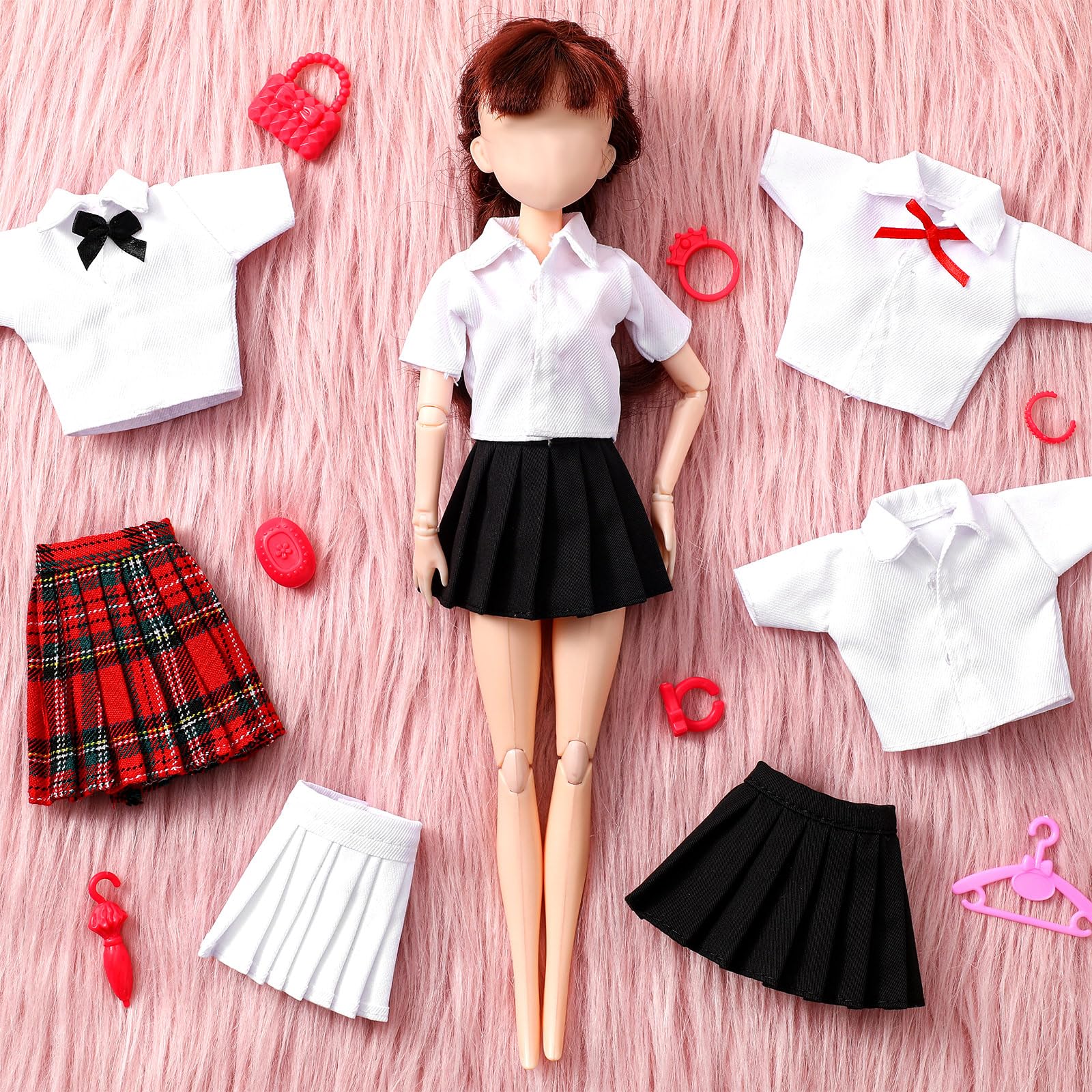 Bencailor 8-Piece Doll Clothes Set for 11.8 Inch Dolls - 4 Tops and 4 Skirts