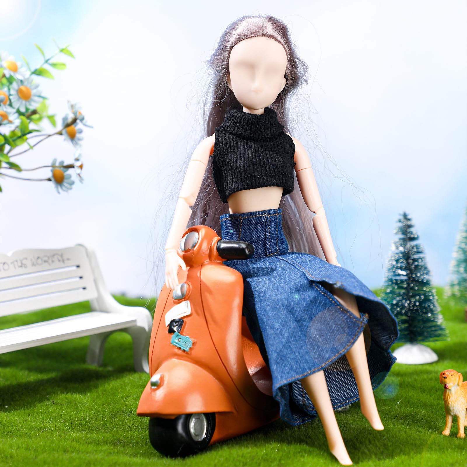 Bencailor 8-Piece Doll Clothing Set for 11.8-Inch Dolls - Summer Tops, Denim Pants & Dresses in Vibrant Colors