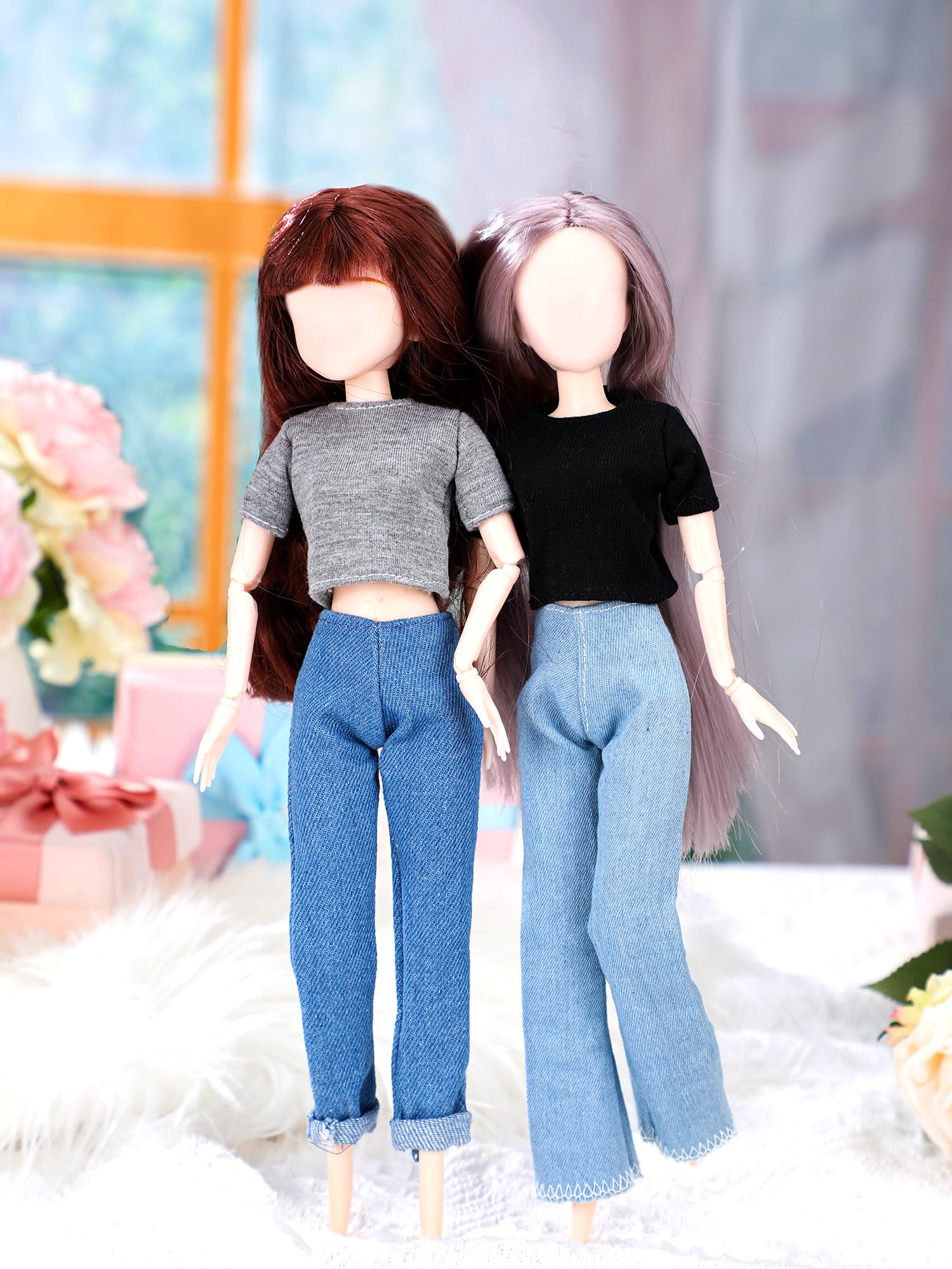 Bencailor 8-Piece Summer Doll Clothes Set for 11.5-Inch Dolls – Casual Tops and Denim Pants