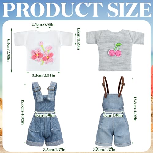 Bencailor 8-Piece Summer Doll Clothes Set for 11.5 Inch Dolls – Mix-and-Match Tops and Pants in Cotton and Denim