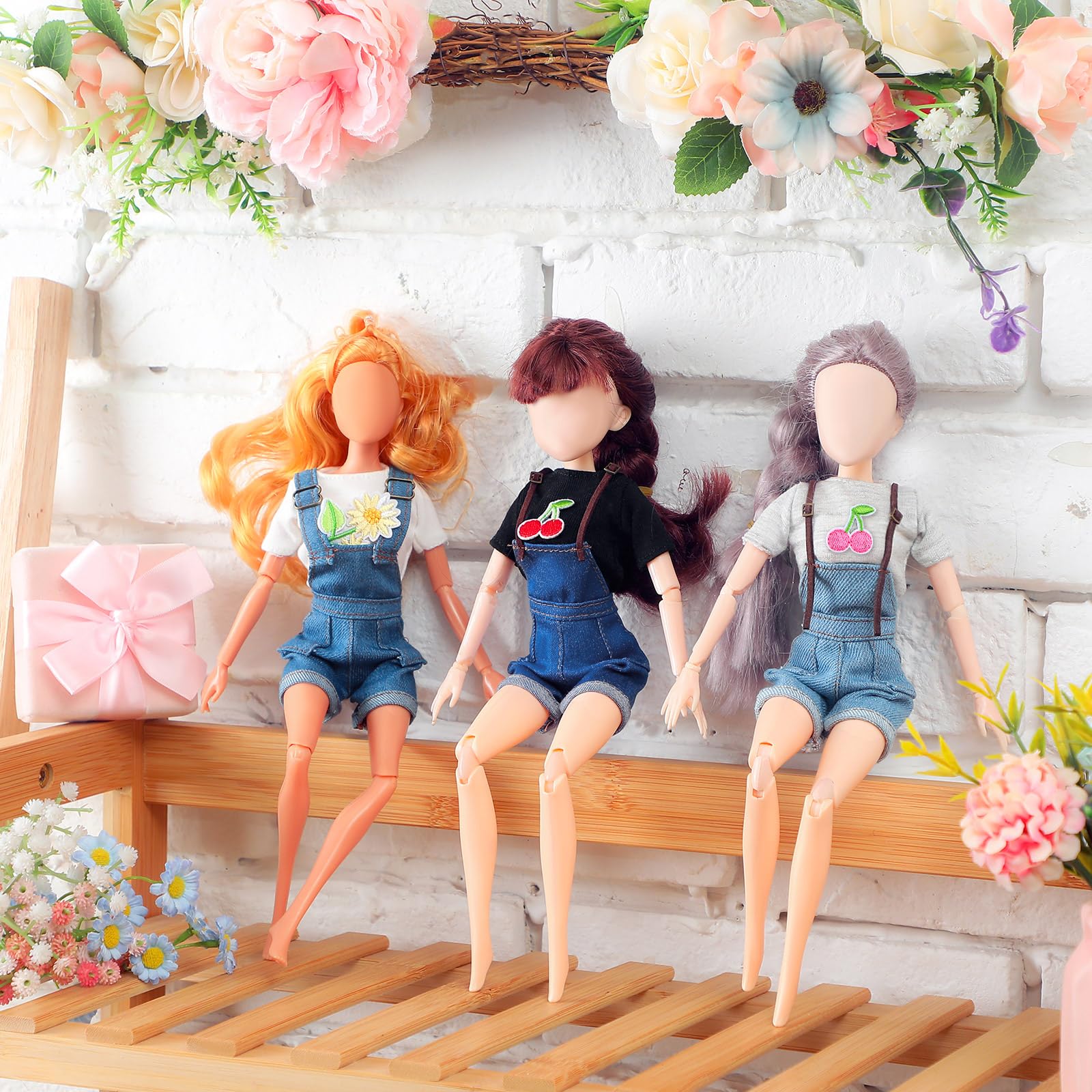 Bencailor 8-Piece Summer Doll Clothes Set for 11.5 Inch Dolls – Mix-and-Match Tops and Pants in Cotton and Denim