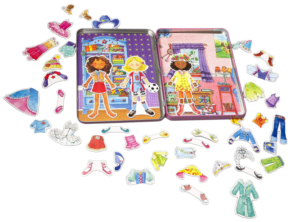 Bendon Daisy Girls Dress Up Magnetic Tin Playset – 3 Magnet Sheets, 2 Dual-Sided Scenes, Travel-Friendly