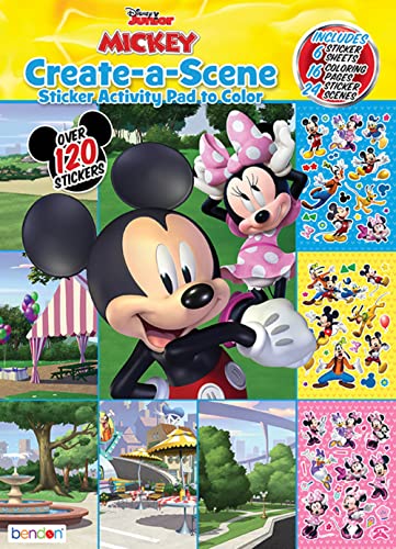 Bendon Disney Jr Mickey Mouse Sticker Activity Pad with Over 120 Stickers - Coloring and Scene Creation