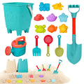 BeneFine 14-Piece Beach Toys Set – Castle Bucket, Shovels, Sea Animal & Traffic Sand Molds, Outdoor Fun for Kids