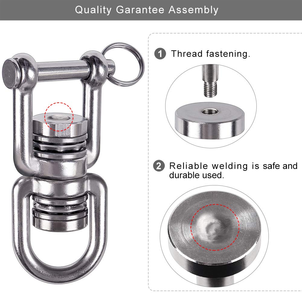 BeneLabel 360° Swing Swivel with 2 Bearings – 770 lb Capacity, 304 Stainless Steel Detachable Design for Tree Swings, Aerial Yoga & More
