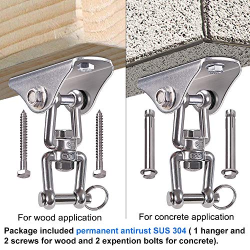 BeneLabel 360° Swivel Ceiling Mount Swing Hangers – 1000LB Capacity Stainless Steel Hardware for Hammocks, Punching Bags, and Yoga Swings