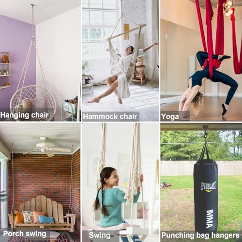 BeneLabel 360° Swivel Ceiling Mount Swing Hangers – 1000LB Capacity Stainless Steel Hardware for Hammocks, Punching Bags, and Yoga Swings