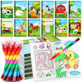 BenLouis 12 Farm Animals Mini Coloring Books with 12 Stacking Crayons for Kids Party Favors and Travel