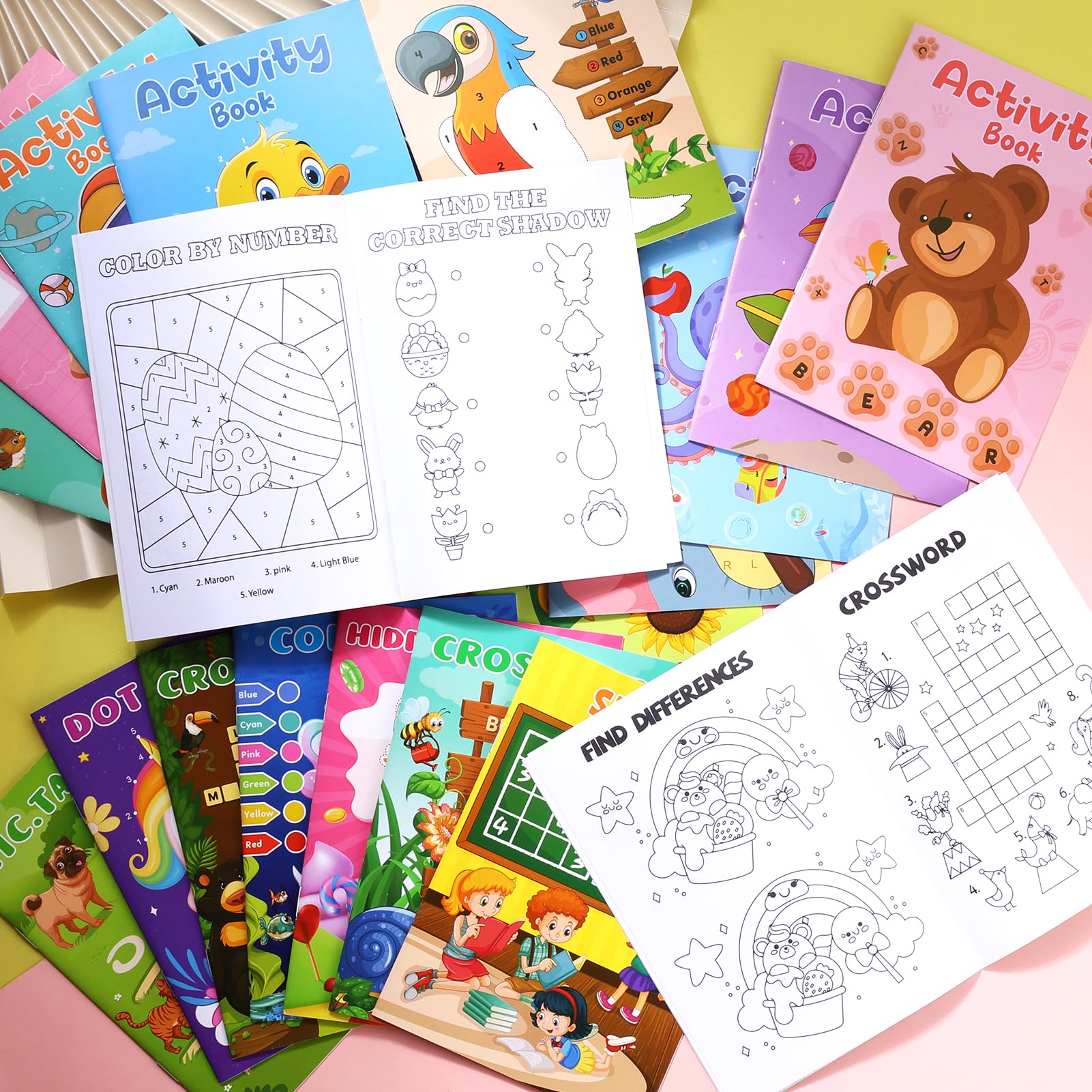 BenLouis 24 Mini Activity Books for Kids Ages 4-12 - Assorted Puzzles, Mazes, Coloring Pages - Party Favors, Goodie Bag Stuffers