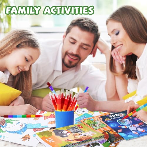 BenLouis 24 Mini Coloring Books Bulk – Small Activity Books for Kids Ages 4-12, Party Favors, Goodie Bags, Travel, 12 Styles, 6 Pages Each