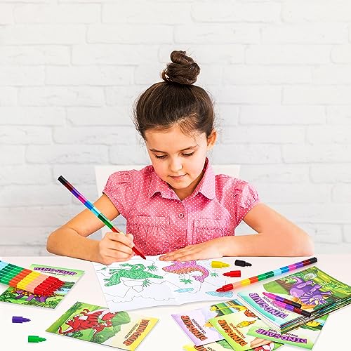 BenLouis 24-Pack Dinosaur Mini Coloring Books - Small Activity Books for Kids, Dino Party Favors, Goodie Bag Stuffers