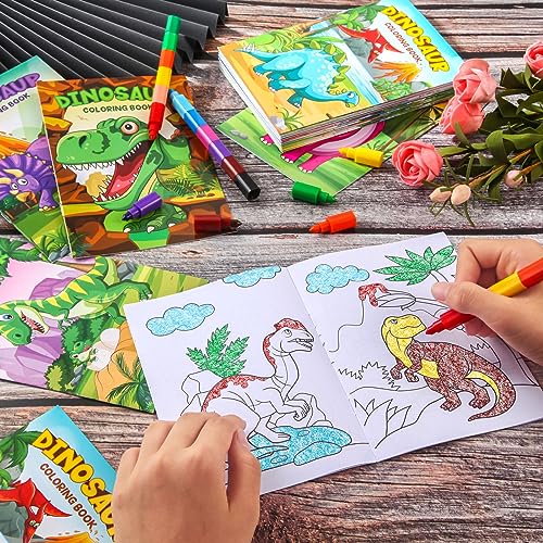 BenLouis 24-Pack Dinosaur Mini Coloring Books - Small Activity Books for Kids, Dino Party Favors, Goodie Bag Stuffers