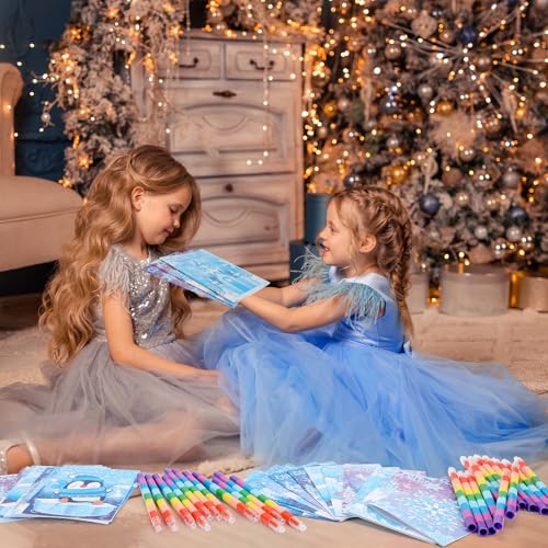 BenLouis 24 Pack Frozen Mini Coloring Books - 12 Styles, 72 Patterns - Winter Party Favors for Kids