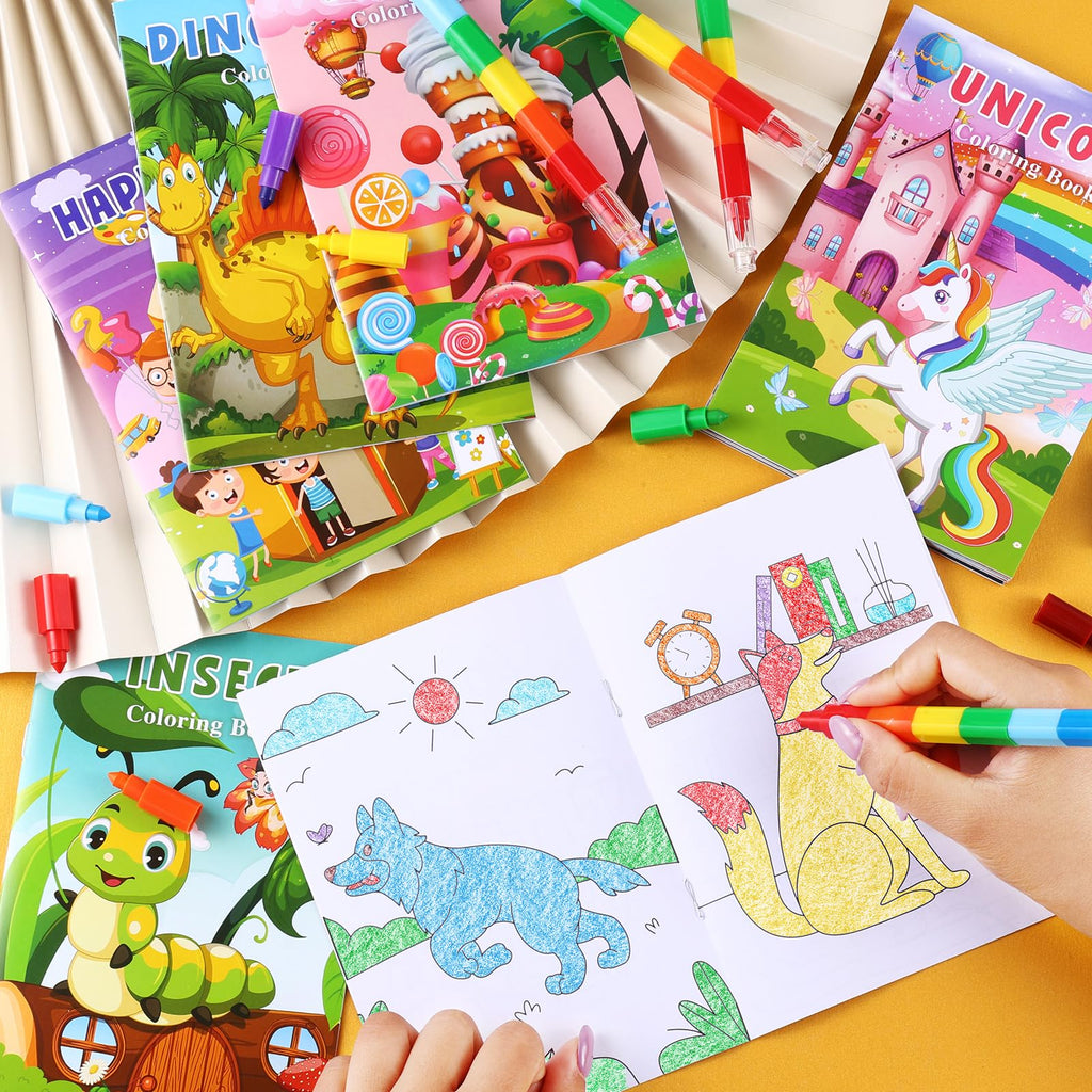 BenLouis 24-Pack Mini Coloring Books – 12 Styles, 72 Patterns for Kids Ages 4-12