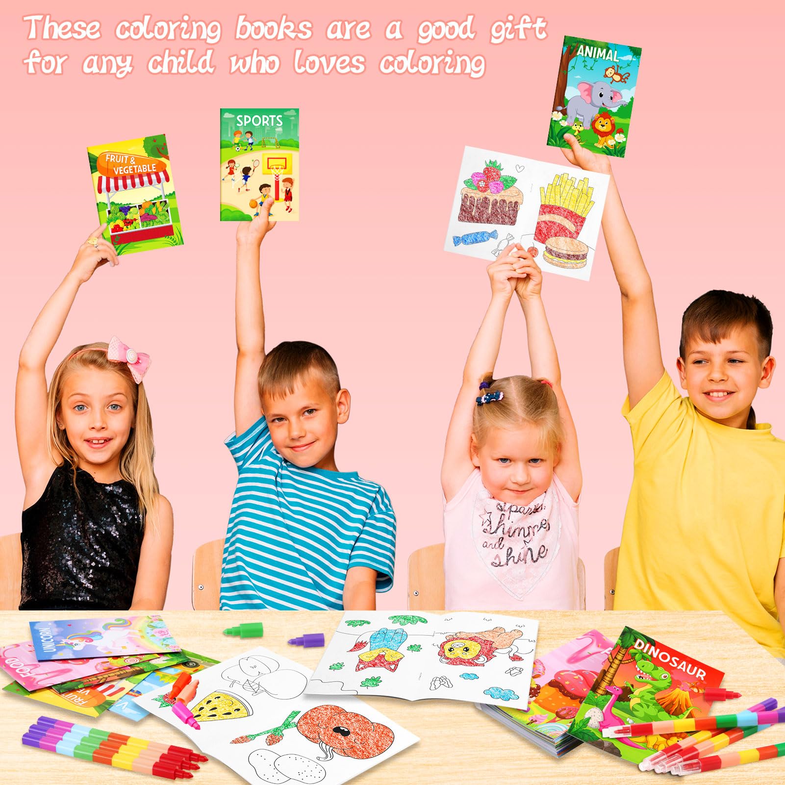 BenLouis 24-Pack Mini Coloring Books for Kids Ages 4-12 - Small Activity Books for Party Favors, Goodie Bags, Classroom, Travel (Animal Themes, 72 Patterns)
