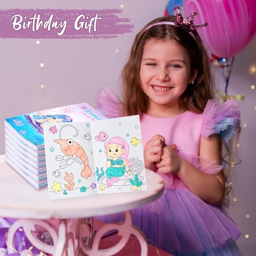 BenLouis 24-Pack Mini Mermaid Coloring Books for Kids Party Favors, 12 Unique Designs, 72 Patterns, Small Activity Books for Goodie Bags, Classroom Rewards, and Travel
