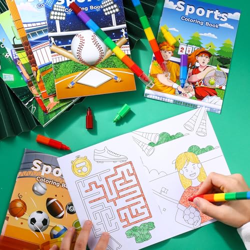 BenLouis 24-Pack Mini Sports Coloring Books – 12 Styles, 72 Patterns for Kids Party Favors