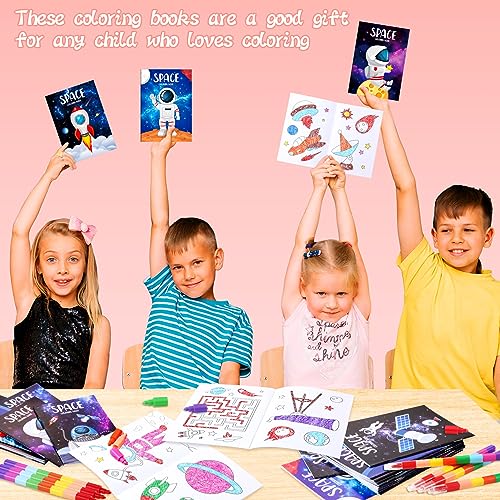 BenLouis 24 Pack Outer Space Mini Coloring Books for Kids - Astronaut Party Favors, Small Activity Books Bulk