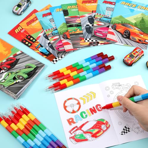 BenLouis 24 Pack Race Car Mini Coloring Books - Small Activity Books for Kids Party Favors, Goodie Bag Stuffers, Classroom Travel