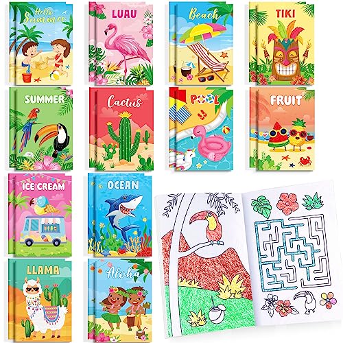 BenLouis 24 Pack Summer Mini Coloring Books - 12 Styles, 72 Patterns for Kids Pool Beach Party Favors & Goodie Bags