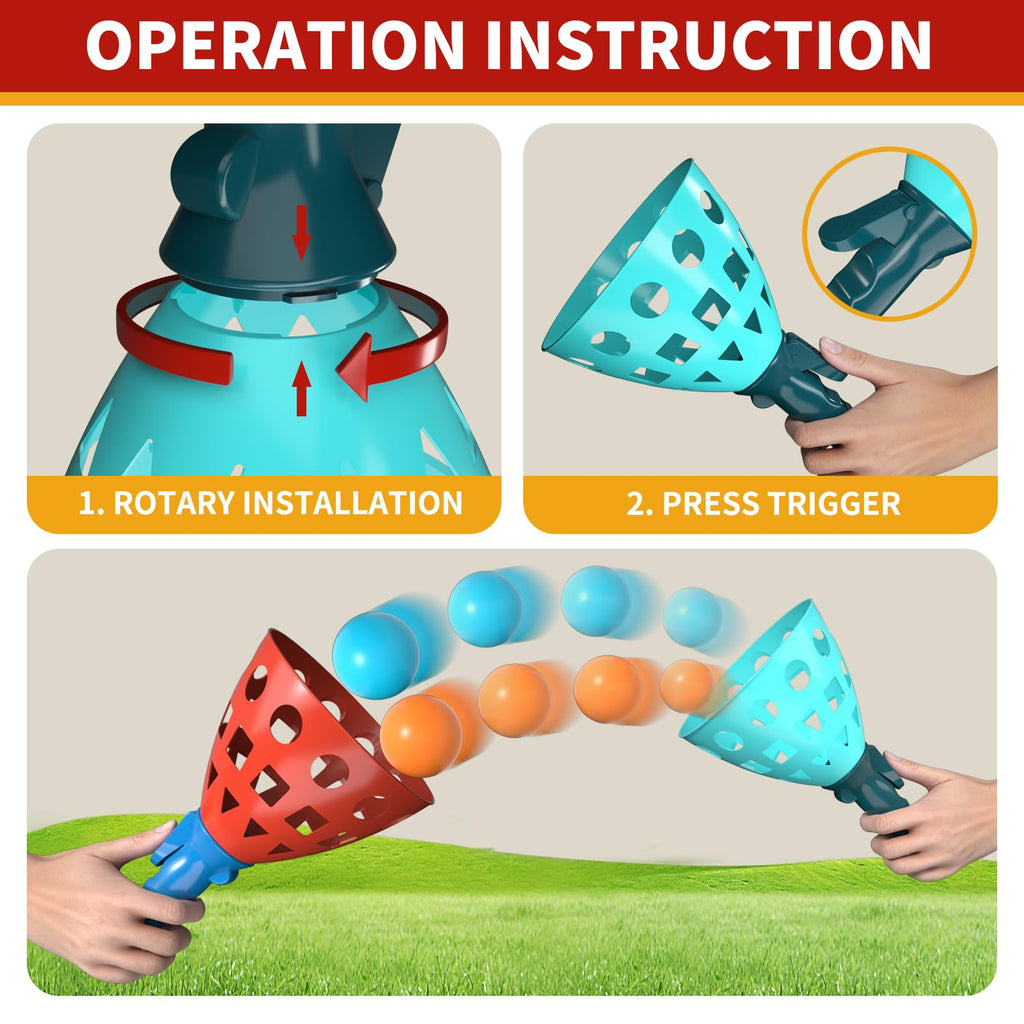 Bennol Outdoor Catch Ball Game with 20 Balls - Pop Pass Toy for Kids Ages 3-8