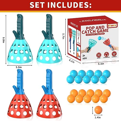 Bennol Outdoor Catch Ball Game with 20 Balls - Pop Pass Toy for Kids Ages 3-8
