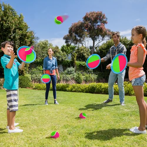 Bennol Toss and Catch Ball Game - 2 Paddles, 2 Balls, Storage Bag - Outdoor Toys for Kids Ages 3-10