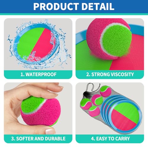 Bennol Toss and Catch Ball Game - 2 Paddles, 2 Balls, Storage Bag - Outdoor Toys for Kids Ages 3-10
