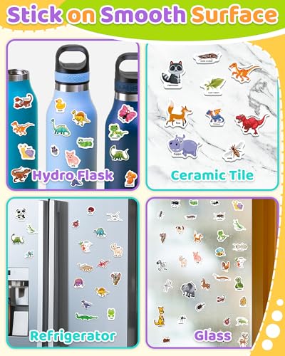 Benresive Reusable Sticker Book for Toddlers - 94 Waterproof Stickers with Zoo Animals, Dinosaurs & Insects Themes