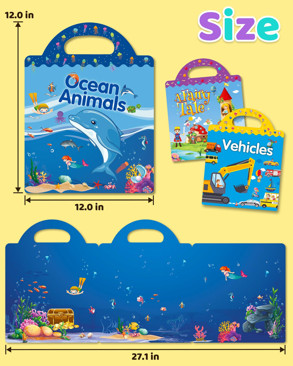 Benresive Reusable Sticker Book for Toddlers – 90+ Stickers, 3 Themes, Waterproof & Portable