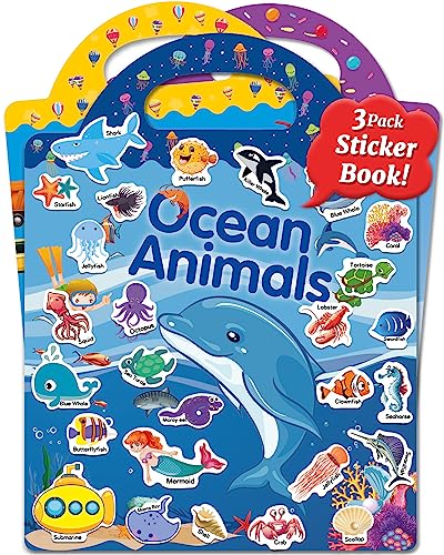 Benresive Reusable Sticker Book for Toddlers – 90+ Stickers, 3 Themes, Waterproof & Portable